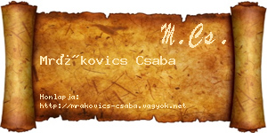 Mrákovics Csaba névjegykártya